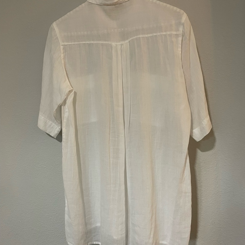 Zara White Button Down Shirt Short Sleeve Small - Picture 4 of 5